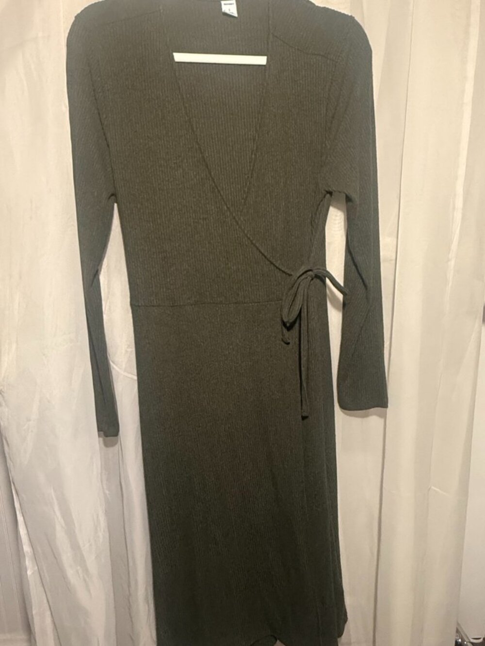 Old Navy Olive Green Ribbed Longline Wrap Cardigan Duster Size L